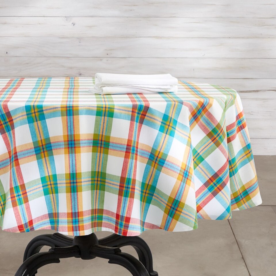 Check Oilcloth Outdoor Round Tablecloth Williams Sonoma AU